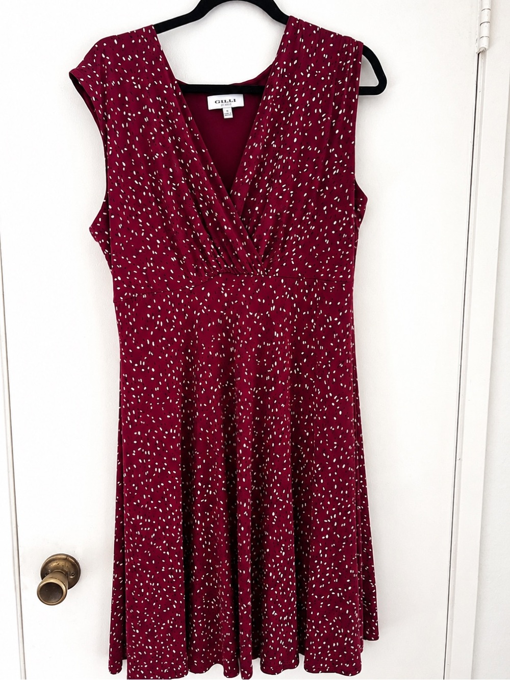 Gilli Burgundy Speckled Faux Wrap Fit & Flare Dress 1X